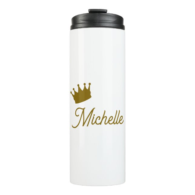 Own Name Creative Trendy Gold Colour Script Thermal Tumbler (Front)
