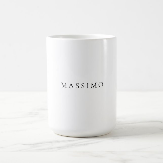 Own Name Decorative Chic Plain Simple Black White Coffee Mug (Center)