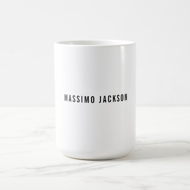 Own Name Decorative Chic Plain Simple Black White Coffee Mug (Center)
