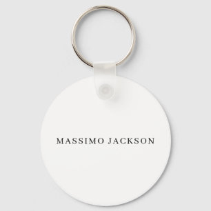 Own Name Decorative Chic Plain Simple Black White Key Ring