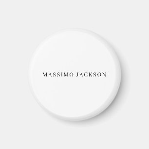 Own Name Decorative Chic Plain Simple Black White Magnet
