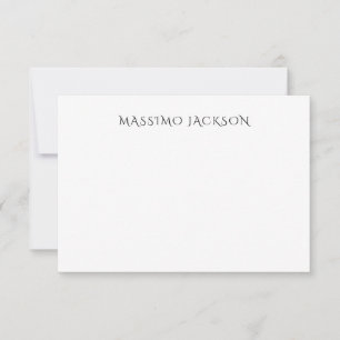Own Name Decorative Chic Plain Simple Black White RSVP Card