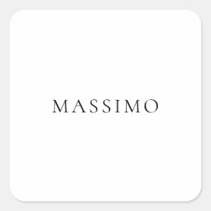 Own Name Decorative Chic Plain Simple Black White Square Sticker
