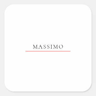 Own Name Decorative Chic Plain Simple Black White Square Sticker