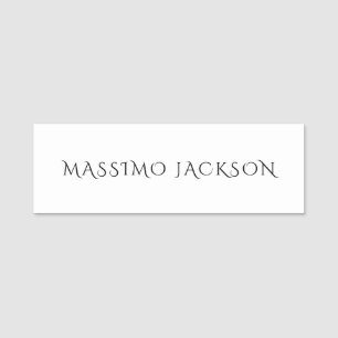 Own Name Decorative Chic Plain Simple Black White Tag