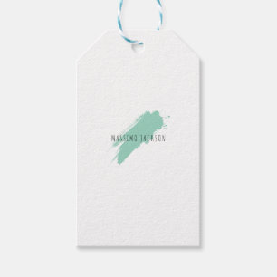 Own Name Decorative Chic Plain Simple Blue White Gift Tags