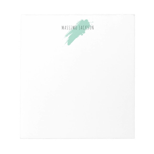 Own Name Decorative Chic Plain Simple Blue White Notepad (Front)