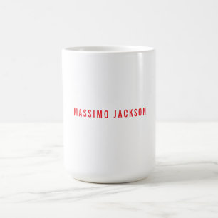 Own Name Decorative Chic Plain Simple Red White Coffee Mug