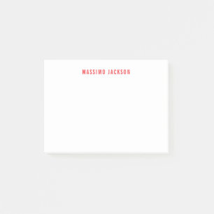 Own Name Decorative Chic Plain Simple Red White Post-it Notes