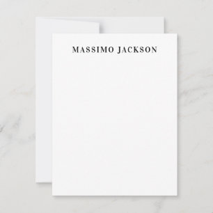 Own Name Decorative Minimalist Plain Black White Card