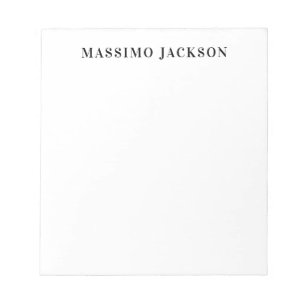 Own Name Decorative Minimalist Plain Black White Notepad