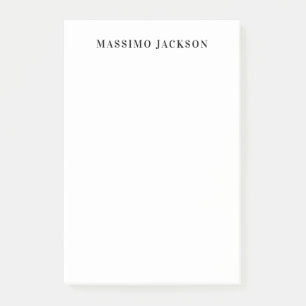 Own Name Decorative Minimalist Plain Black White Post-it Notes