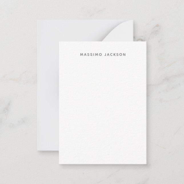 Own Name Minimalist Modern Plain Black White Card (Front)