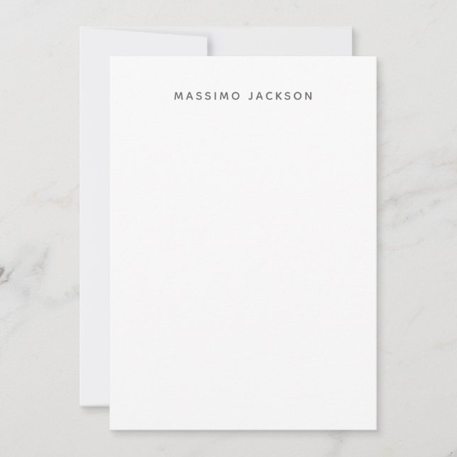 Own Name Minimalist Modern Plain Black White Card (Front)