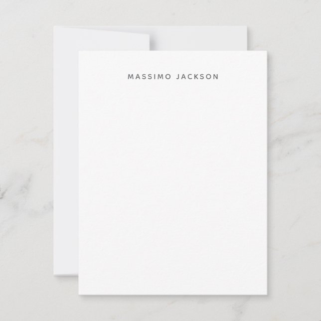 Own Name Minimalist Modern Plain Black White Card (Front)