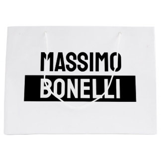 Own Name Minimalist Modern Plain Black White Large Gift Bag