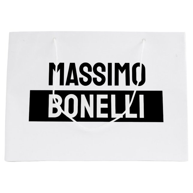 Own Name Minimalist Modern Plain Black White Large Gift Bag (Front)