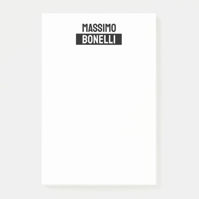 Own Name Minimalist Modern Plain Black White Post-it Notes (Front)