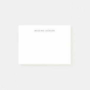 Own Name Minimalist Modern Plain Black White Post-it Notes