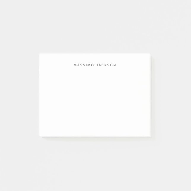Own Name Minimalist Modern Plain Black White Post-it Notes (Front)
