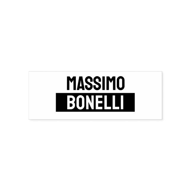 Own Name Minimalist Modern Plain Black White Self-inking Stamp (Design)