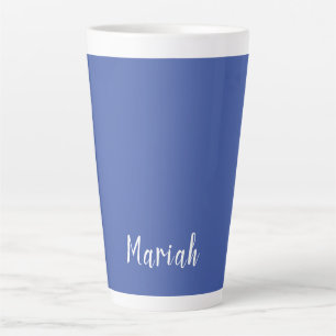 Own Name Minimalist Plain Calligraphy Script Blue Latte Mug