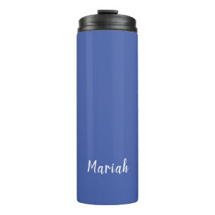 Own Name Minimalist Plain Calligraphy Script Blue Thermal Tumbler