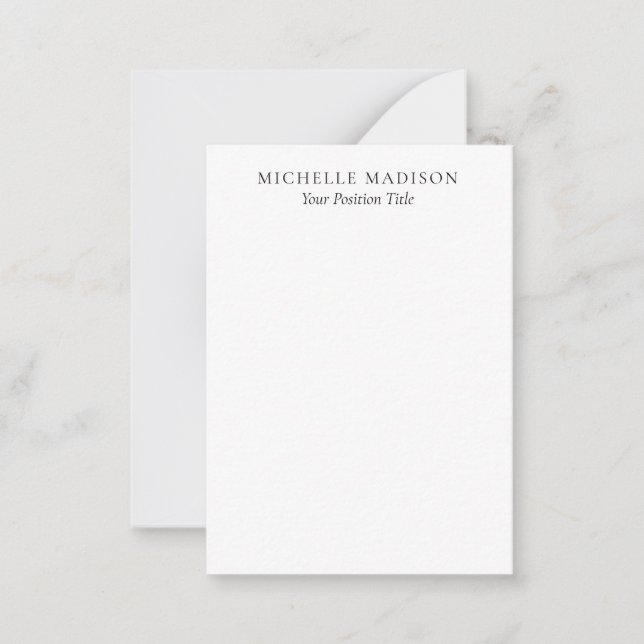 Own Name Mode Trendy Minimalist Professional Plain Card (Front)