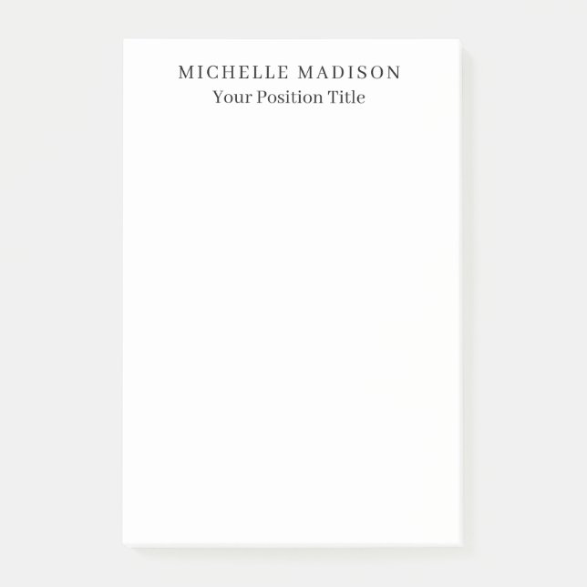 Own Name Mode Trendy Minimalist Professional Plain Post-it Notes (Front)