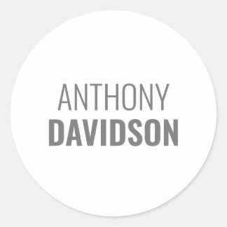 Own Name Modern Minimalist Elegant Professional Classic Round Sticker