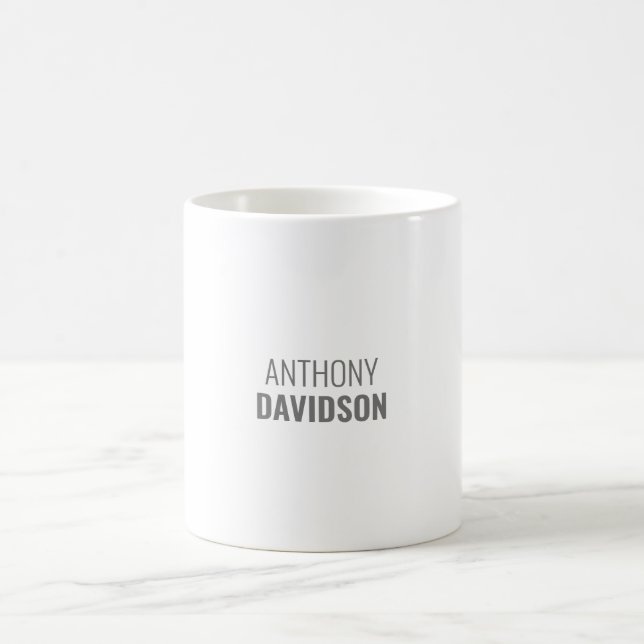 Own Name Modern Minimalist Elegant Professional Coffee Mug (Center)