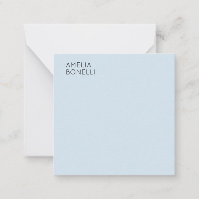 Own Name Modern Minimalist Professional Plain Blue Card (Front)