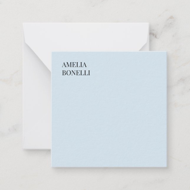 Own Name Modern Minimalist Professional Plain Blue Card (Front)