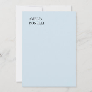 Own Name Modern Minimalist Professional Plain Blue Card