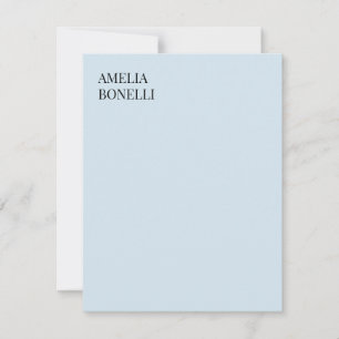 Own Name Modern Minimalist Professional Plain Blue Card