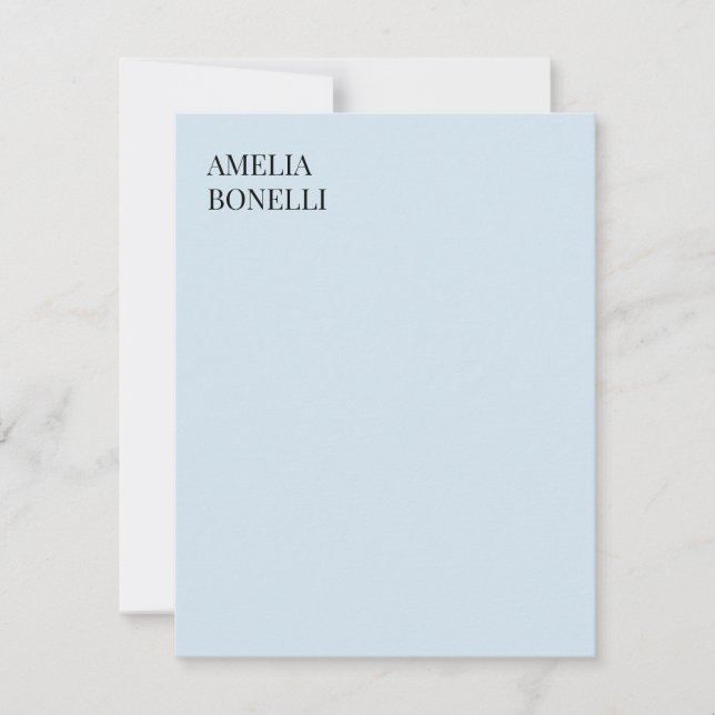 Own Name Modern Minimalist Professional Plain Blue Card (Front)