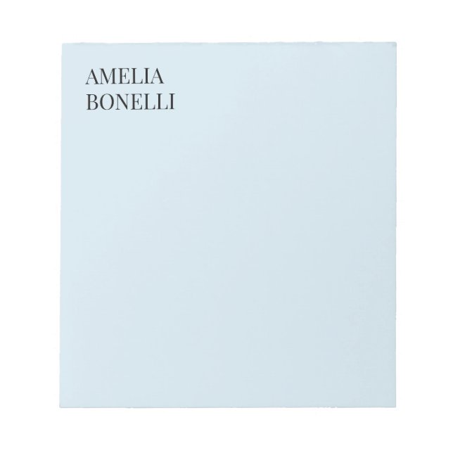 Own Name Modern Minimalist Professional Plain Blue Notepad (Front)