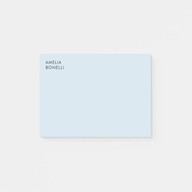 Own Name Modern Minimalist Professional Plain Blue Post-it Notes (Front)