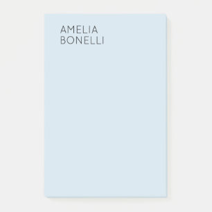 Own Name Modern Minimalist Professional Plain Blue Post-it Notes