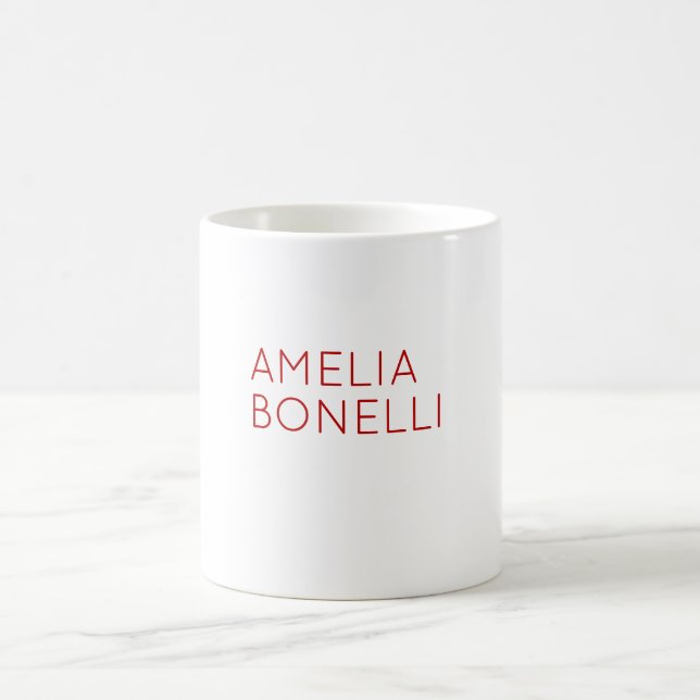 Own Name Modern Minimalist Professional Plain  Coffee Mug (Center)