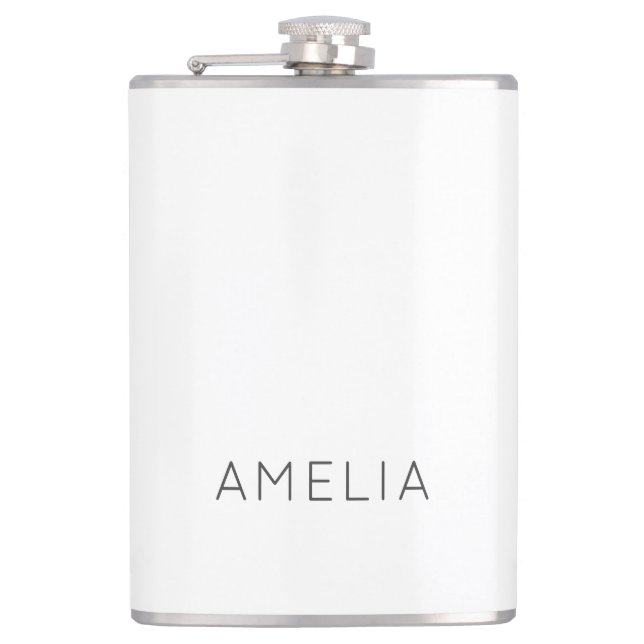 Own Name Modern Minimalist Professional Plain  Hip Flask (Front)