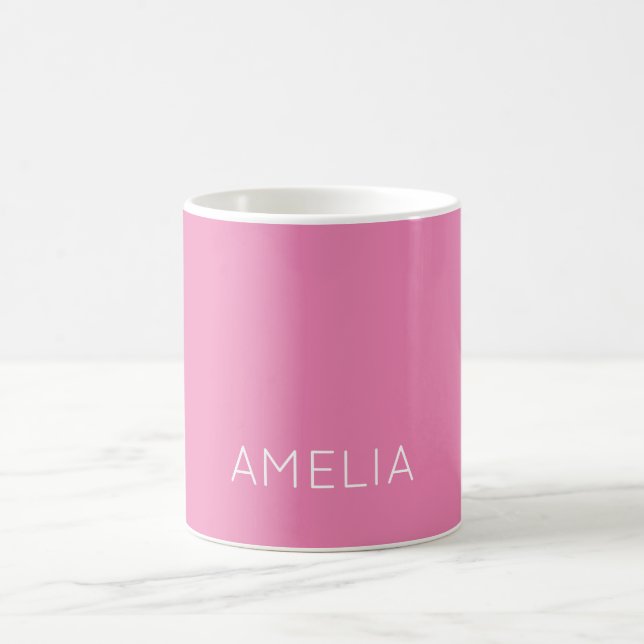 Own Name Modern Minimalist Professional Plain Pink Coffee Mug (Center)