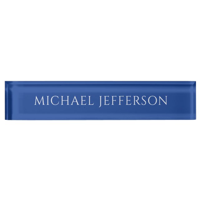 Own Name Plain Blue Colour Personalised Custom Nameplate (Front)
