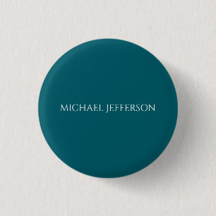 Own Name Plain Dark Teal Color Personalized Custom 3 Cm Round Badge
