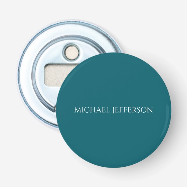 Own Name Plain Dark Teal Colour Personalised Custo Bottle Opener (Front)