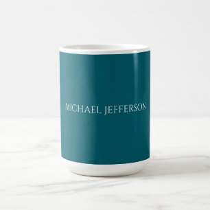 Own Name Plain Dark Teal Colour Personalised Custo Coffee Mug