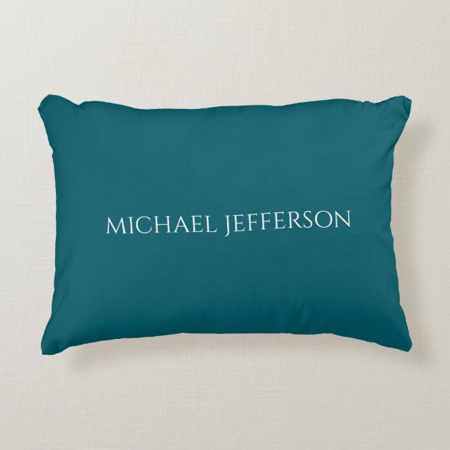 Own Name Plain Dark Teal Colour Personalised Custo Decorative Cushion (Front)