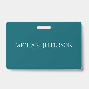 Own Name Plain Dark Teal Colour Personalised Custo ID Badge