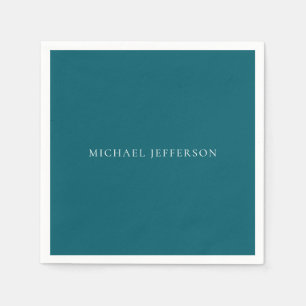 Own Name Plain Dark Teal Colour Personalised Custo Napkin