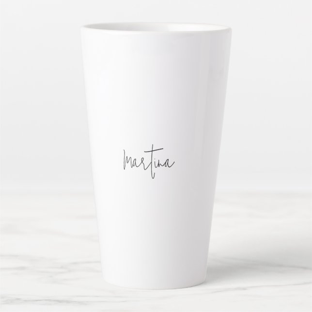 Own Name Unique Elegant Plain Simple Calligraphy Latte Mug (Front)
